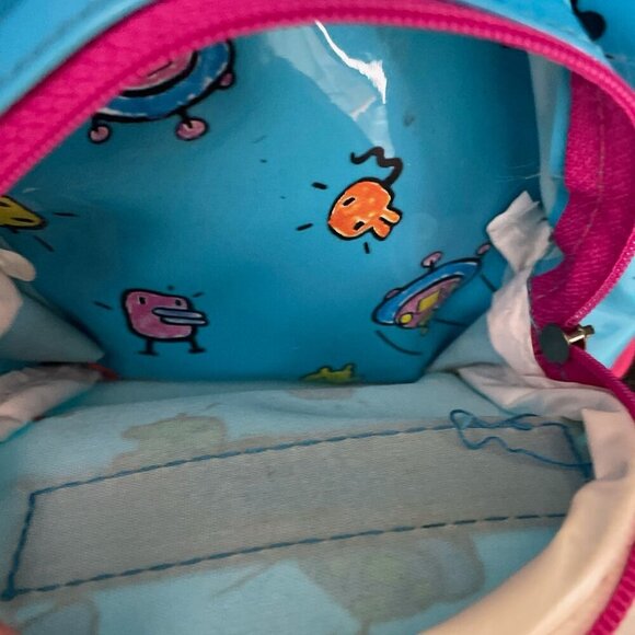 Vtg Tamagotchi Mini Backpack Blue/Pink Vinyl UFO Space Creatures 1997 - Picture 3 of 5